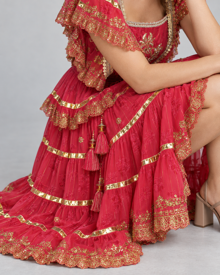 ibBan Cotton Georgette Long Dress - Anaab
