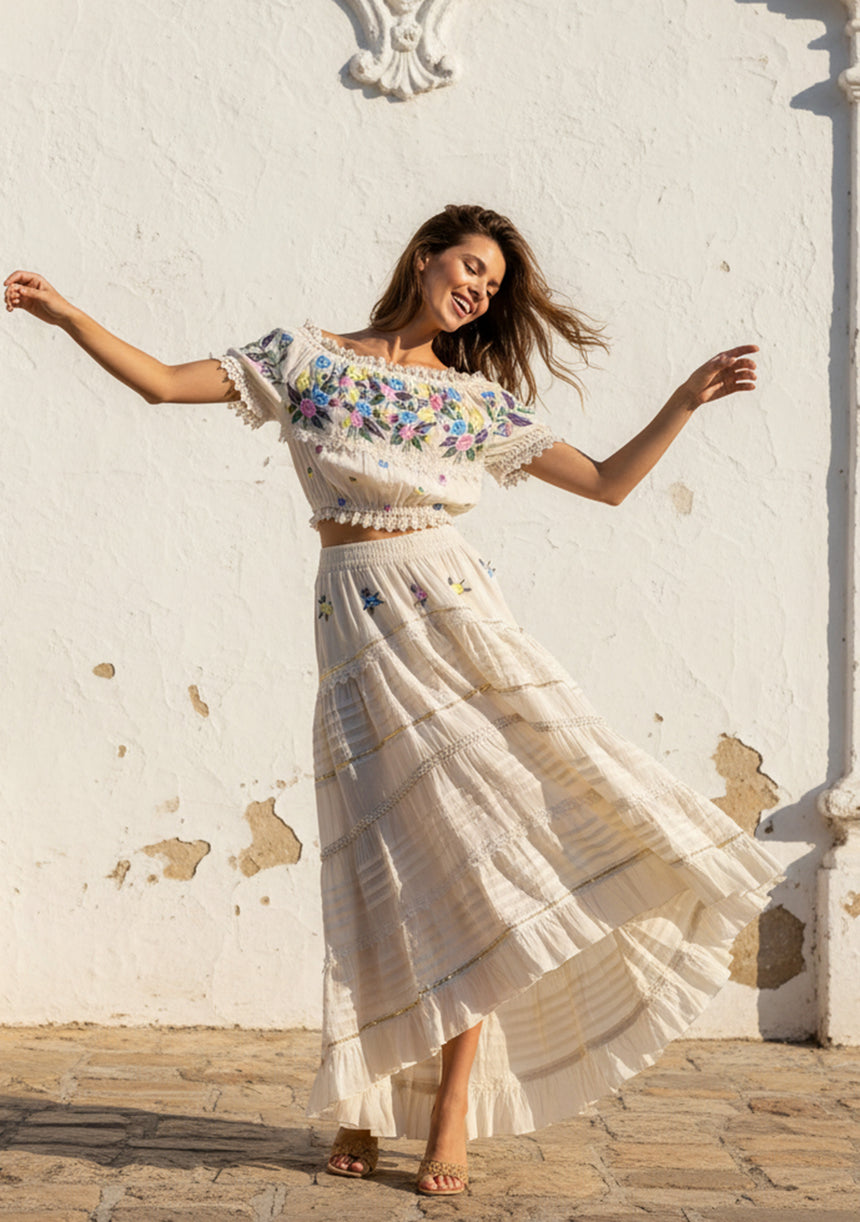 Vestido largo de algodón para mujer - Sama