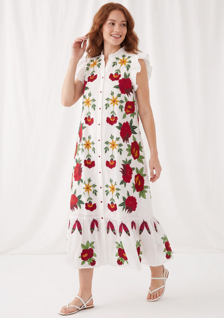 Vestido largo de algodón para mujer - Zaara