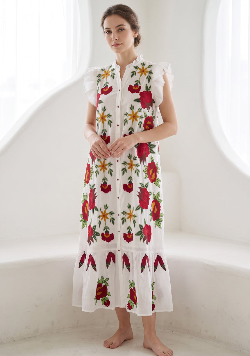 Vestido largo de algodón para mujer - Zaara