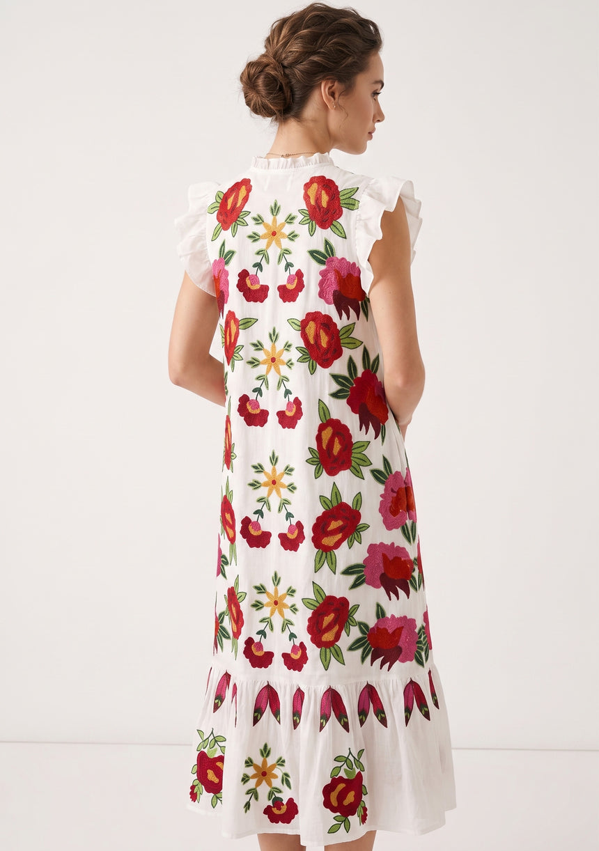 Vestido largo de algodón para mujer - Zaara