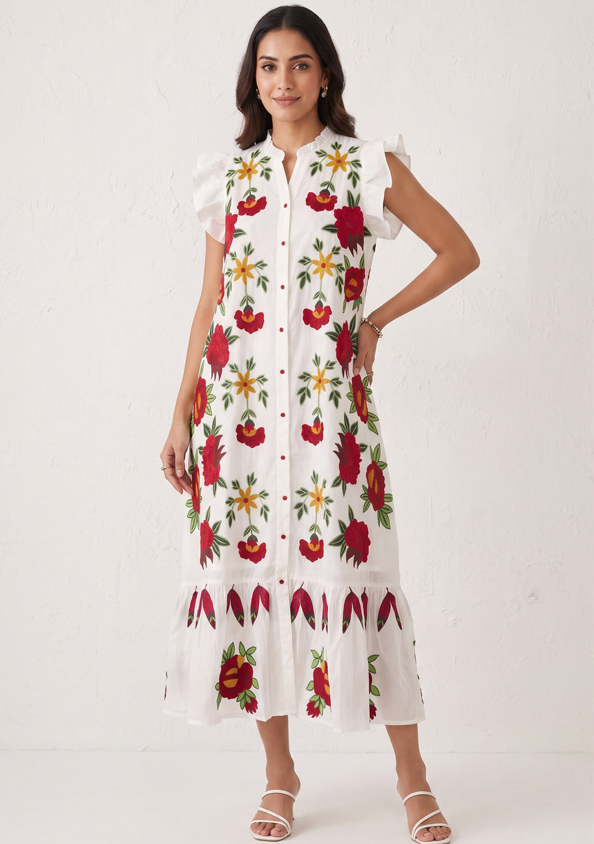 Vestido largo de algodón para mujer - Zaara