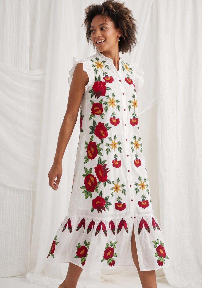 Vestido largo de algodón para mujer - Zaara