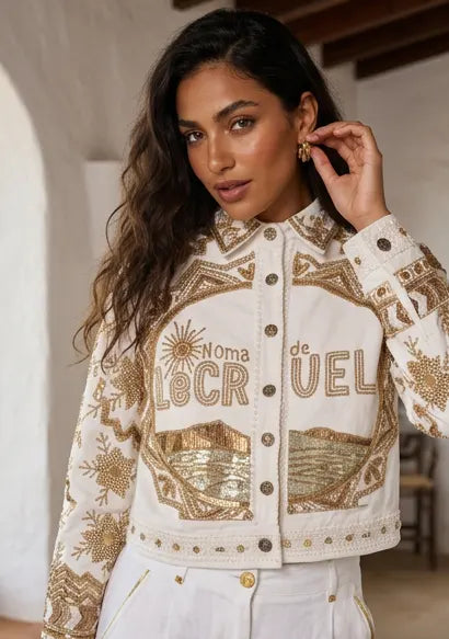 ibBan Hand Embroidered Canvas Jacket | Women's Luxury Fashion - Love Jacket