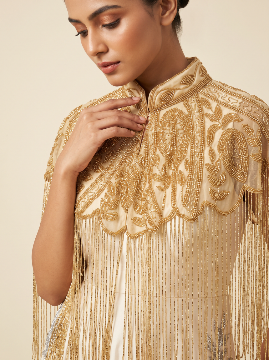 ibBan Embellished Beaded Net Neck Cape - Jauri