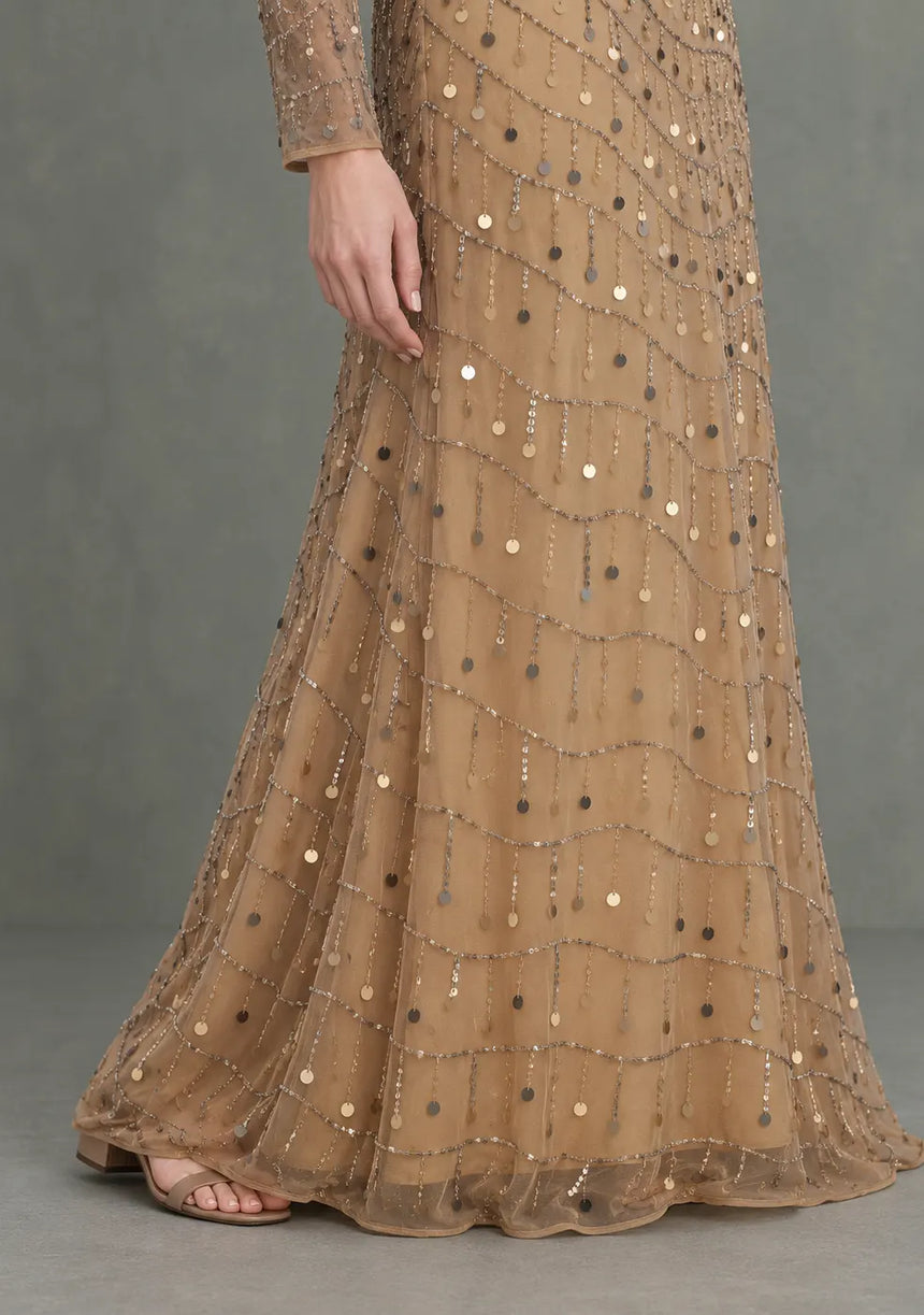 ibBan Women’s Party Long Dress with Hand Embroidery -Sobia