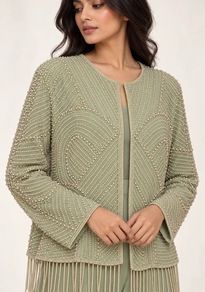 ibBan Women’s Beaded Jacket and Pant Set - Zarina