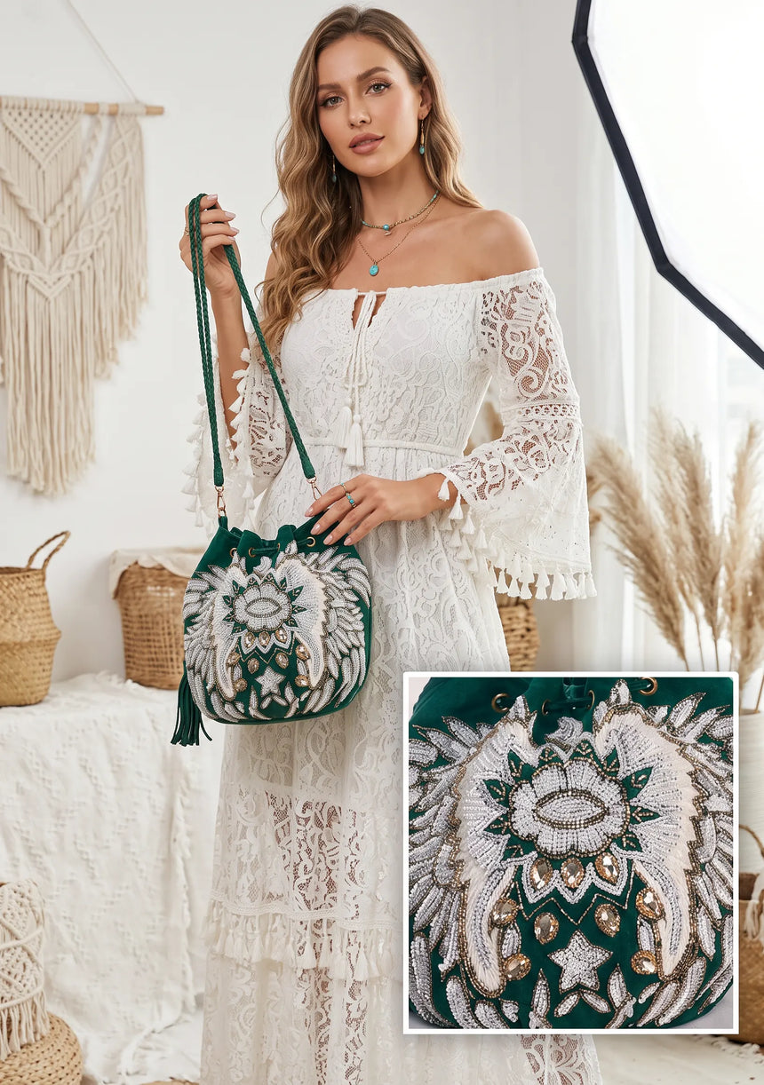 ibBan Embellished hand Embroidery Bucket Bag - Loana