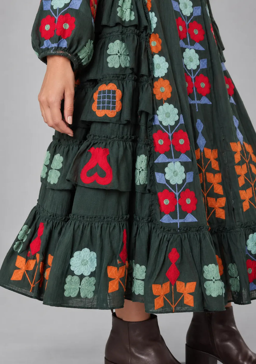 ibBan Printed Cotton Maxi Dress with Ruffle Details - Zara