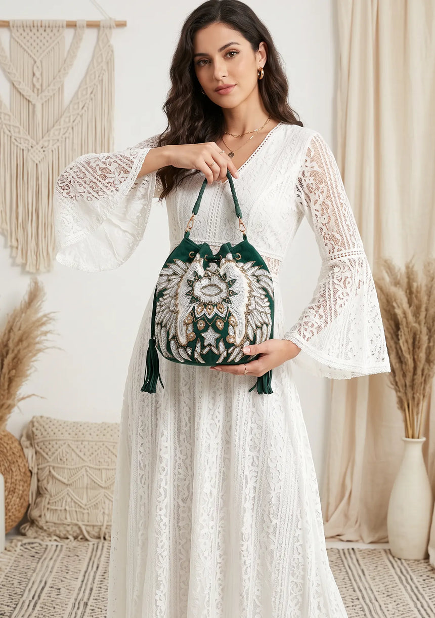 ibBan Embellished hand Embroidery Bucket Bag - Loana