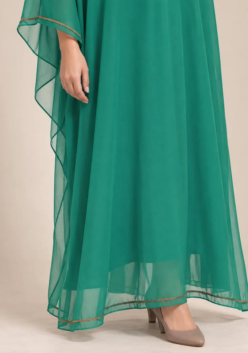 ibBan Women’s Hand Embroidered Georgette Kaftan Dress -Tanzeen