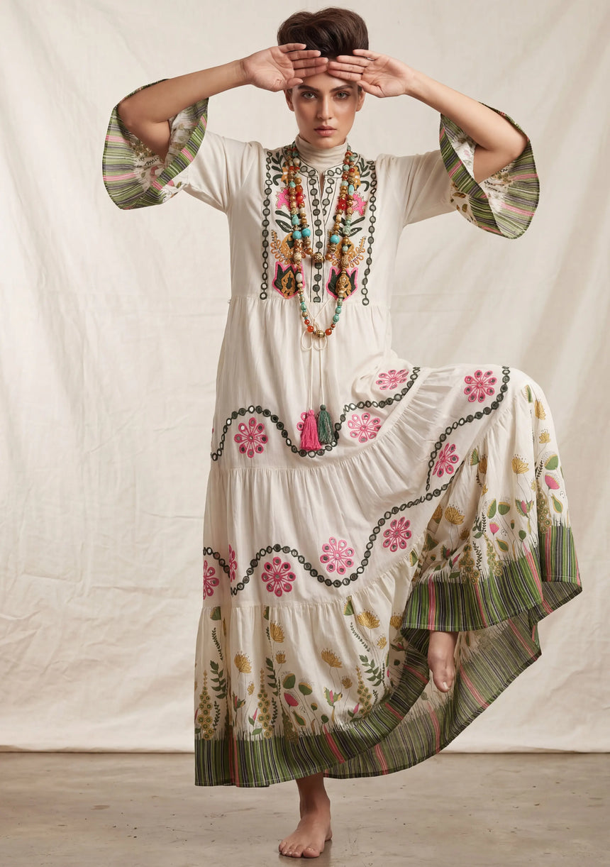 Minivestido de lino para mujer con cuello en V - Romi