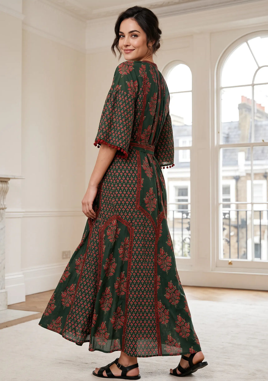 ibBan Women’s Printed Cotton Long Dress One Size -Shyana