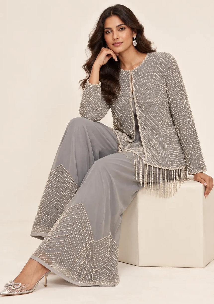 ibBan Women’s Beaded Jacket and Pant Set - Zarina