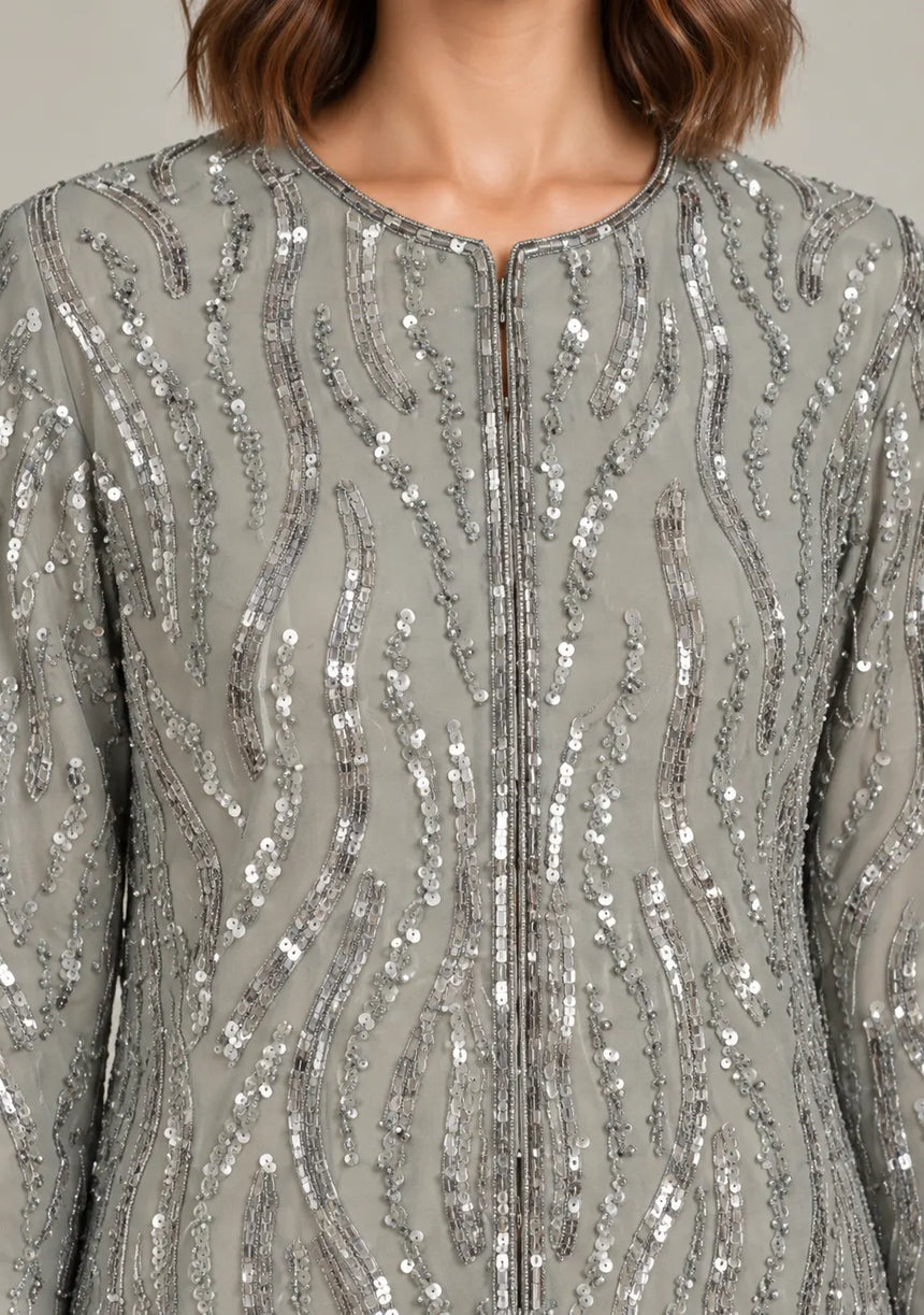 ibBan Women’s Georgette & Net Jacket with Hand Embroidered - Tasmia