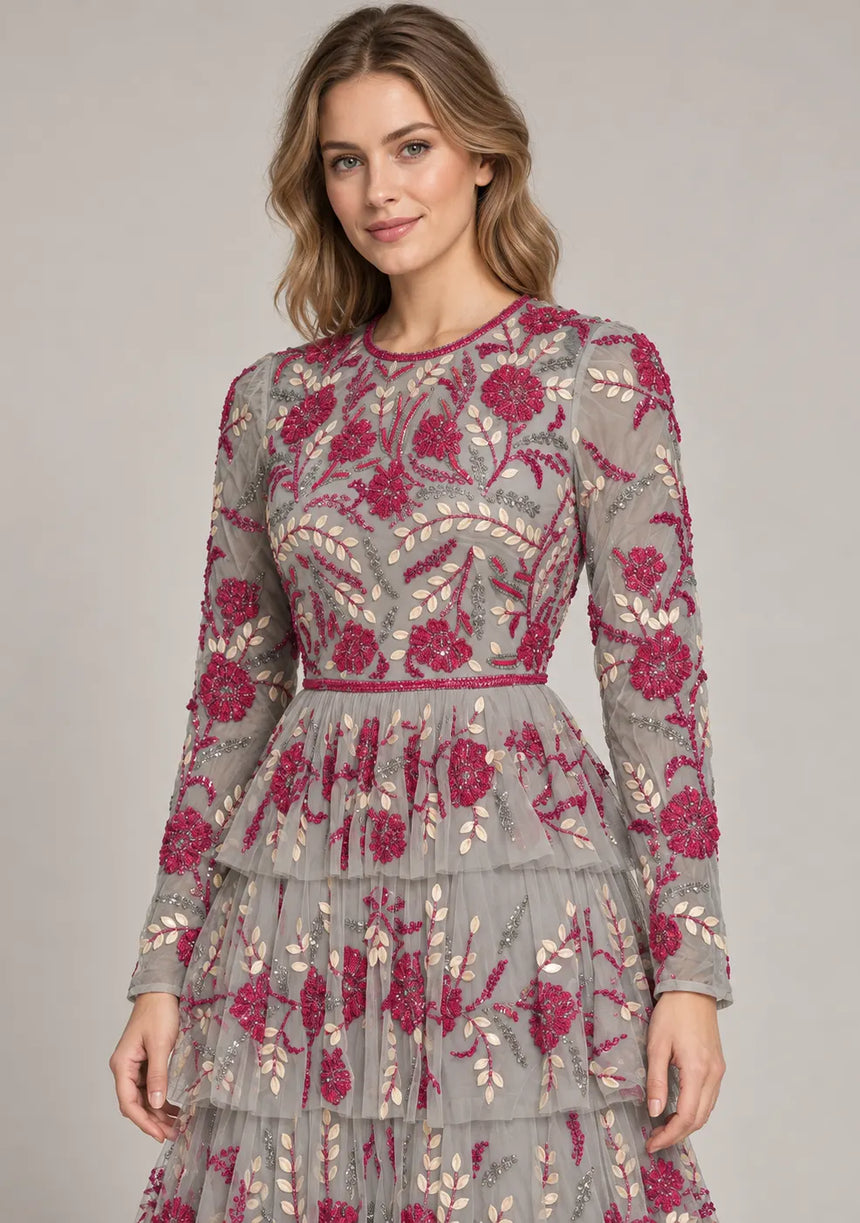Women’s Party Dress with Hand Embroidery - Naegiza