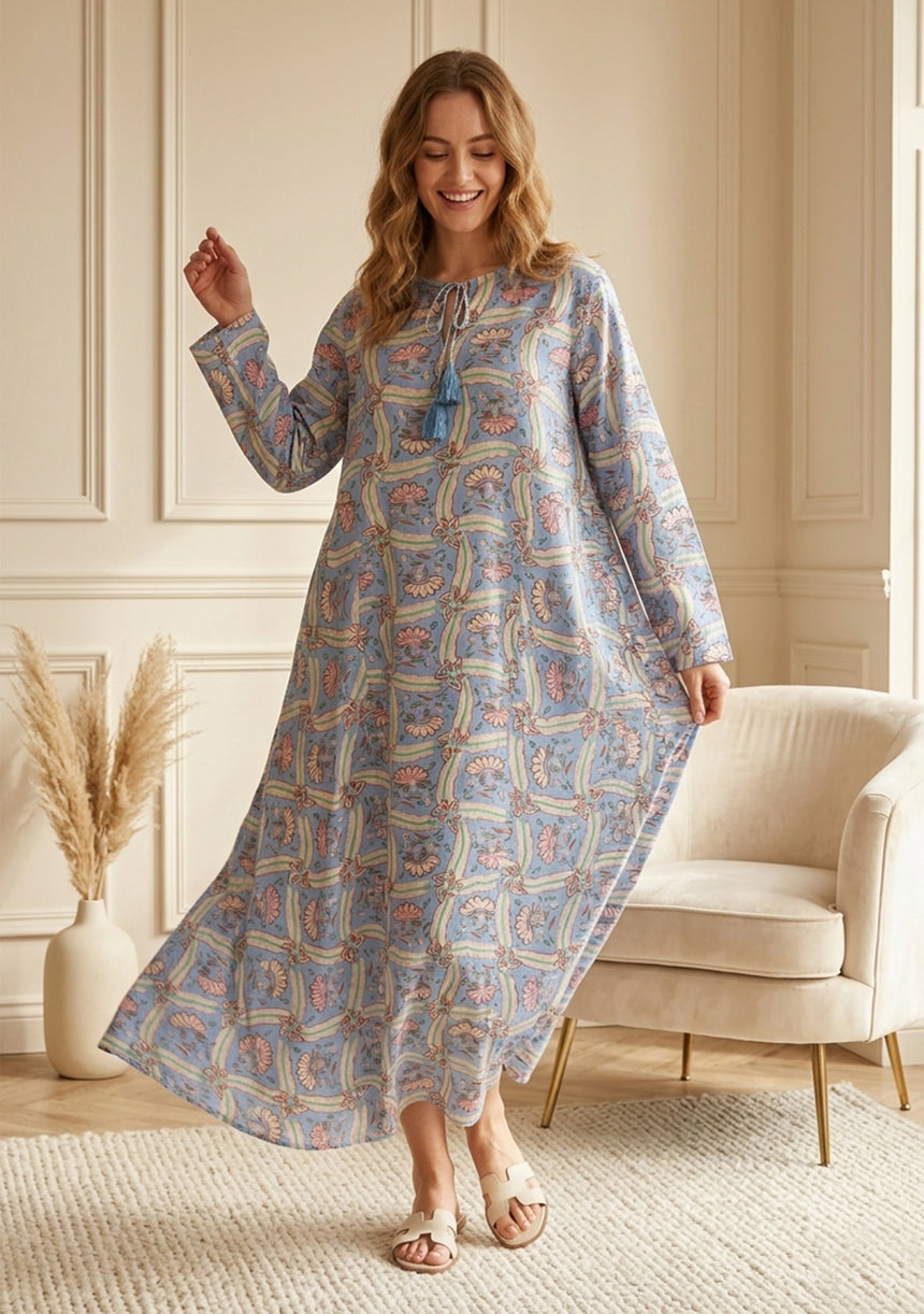 Vestido largo de algodón para mujer - Revina