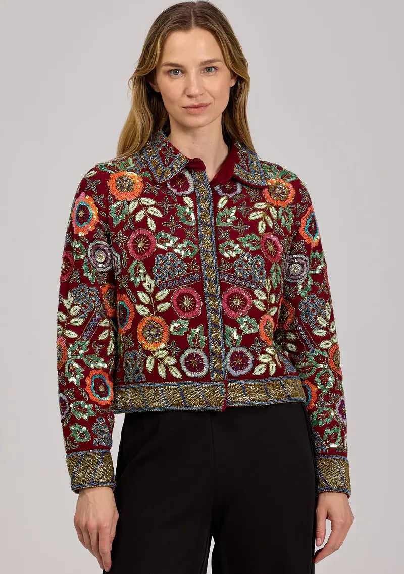 ibBan Women's Luxury Hand Embroidered Winter Jacket -Rio