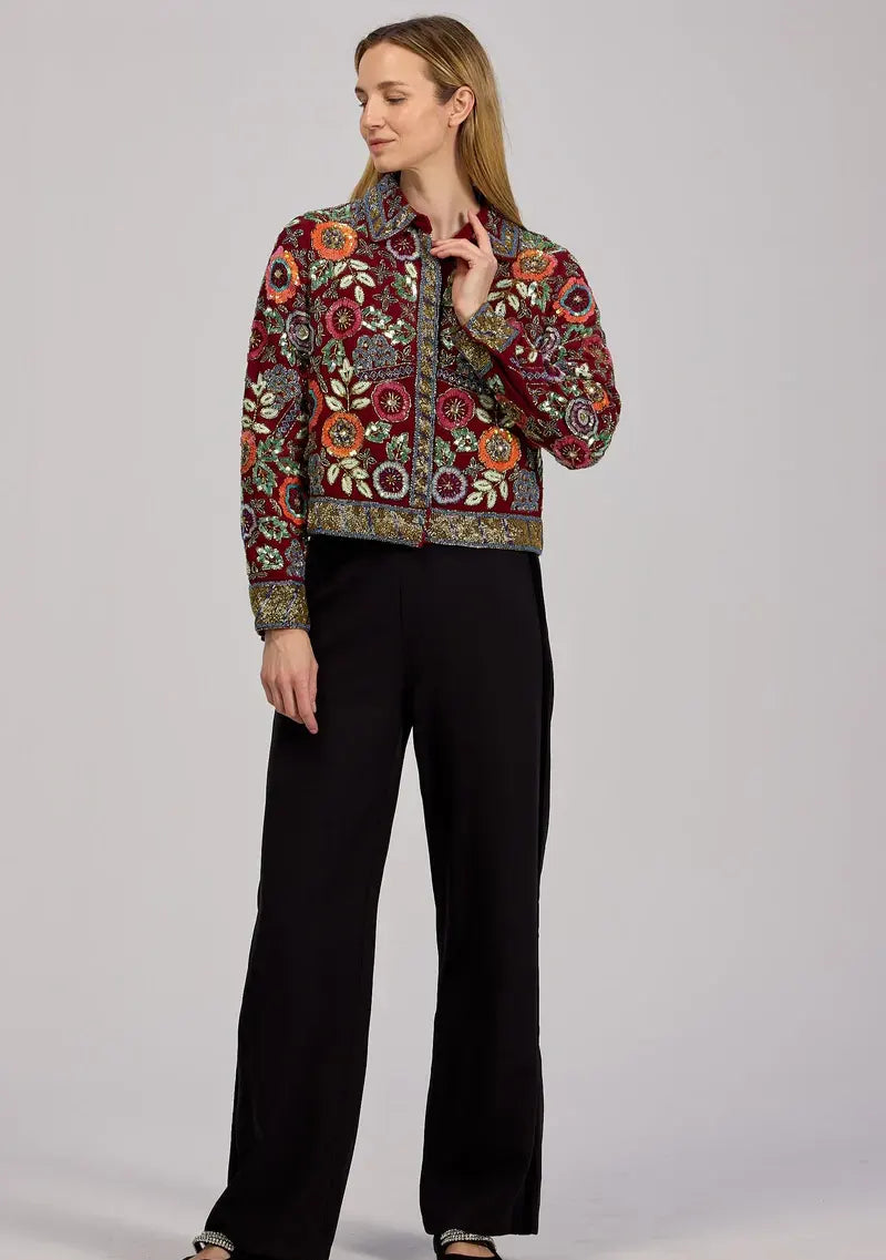 ibBan Women's Luxury Hand Embroidered Winter Jacket -Rio