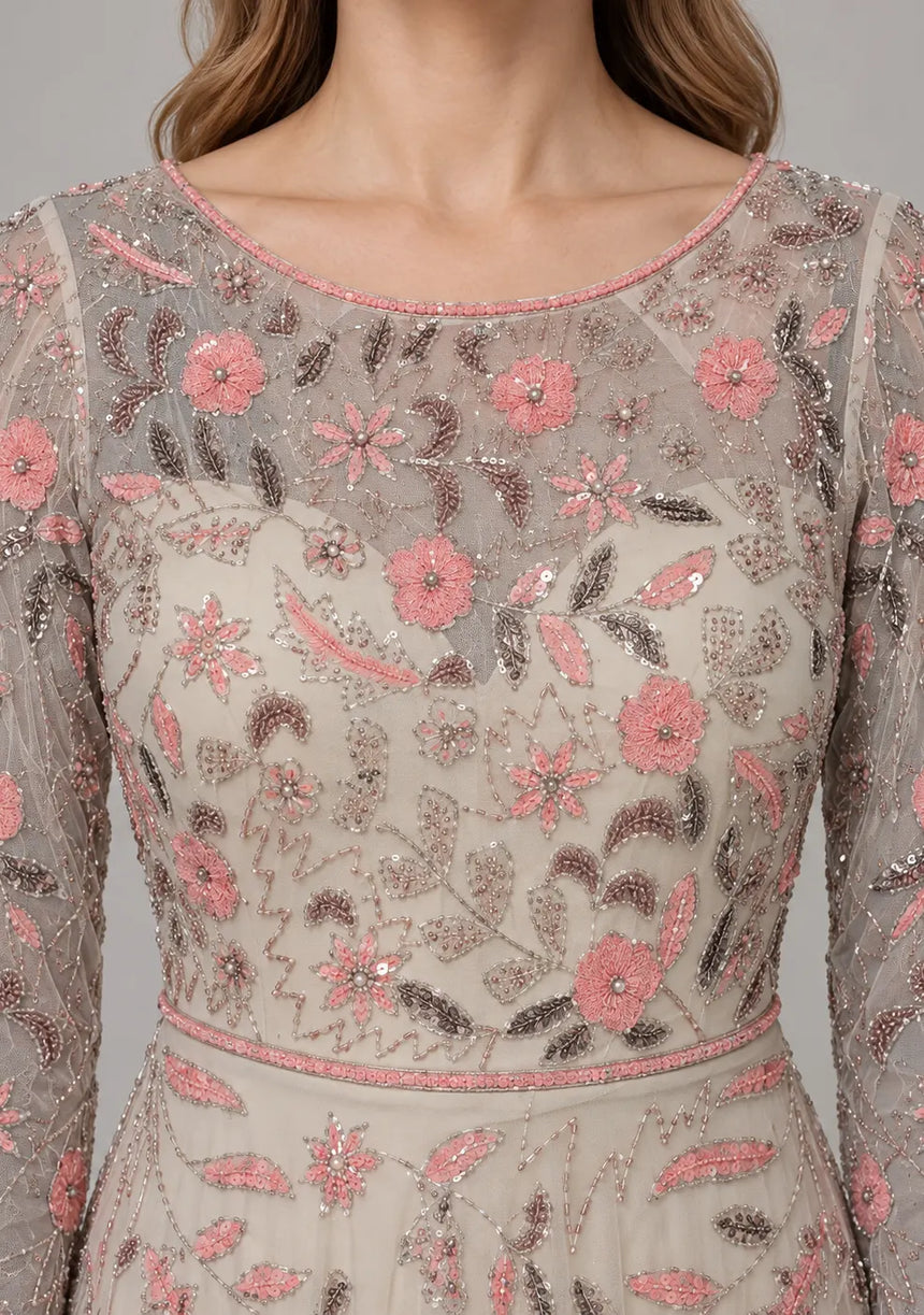 Women’s Party Long Dress with Hand Embroidery - Firdaso