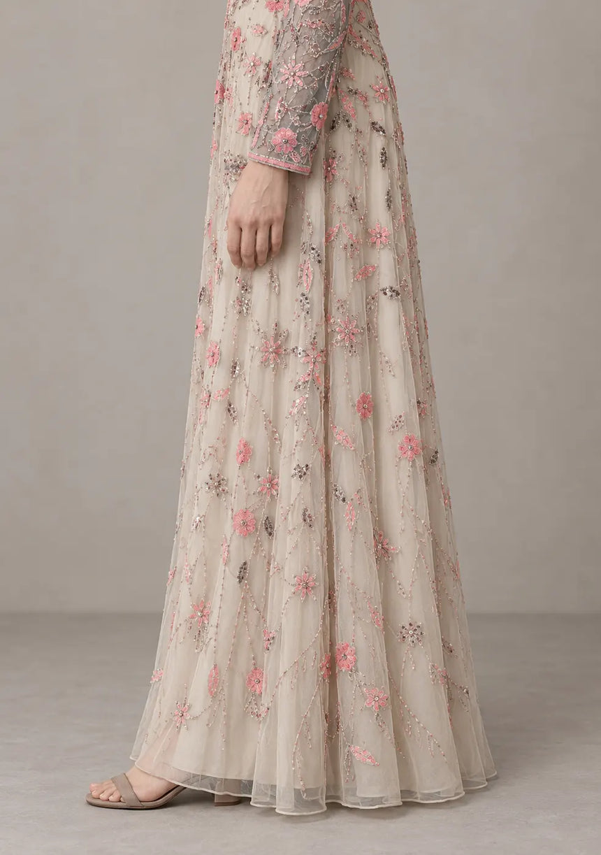 Women’s Party Long Dress with Hand Embroidery - Firdaso