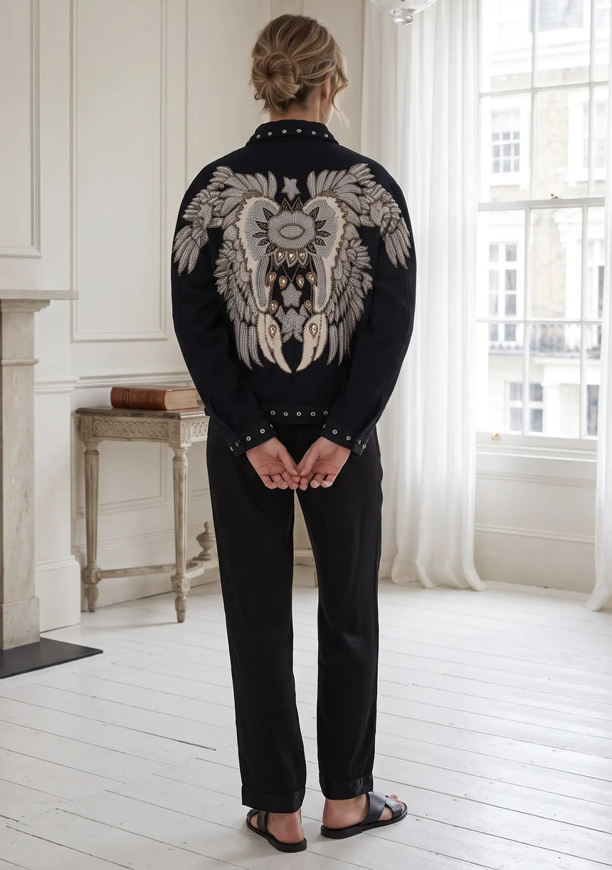 ibBan Women's Hand Embroidered Designer Jacket -Leoana Jacket