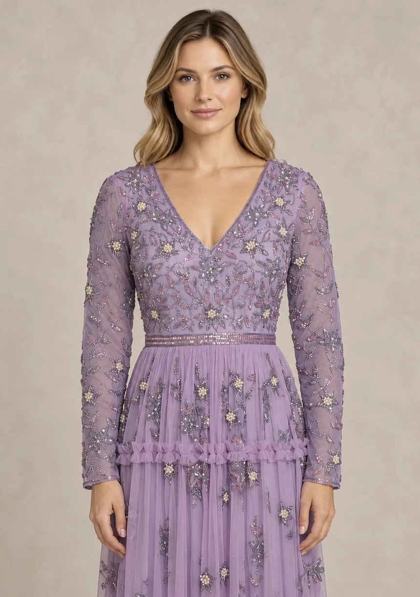 ibBan Women’s Party Long Dress with Hand Embroider -Raneem
