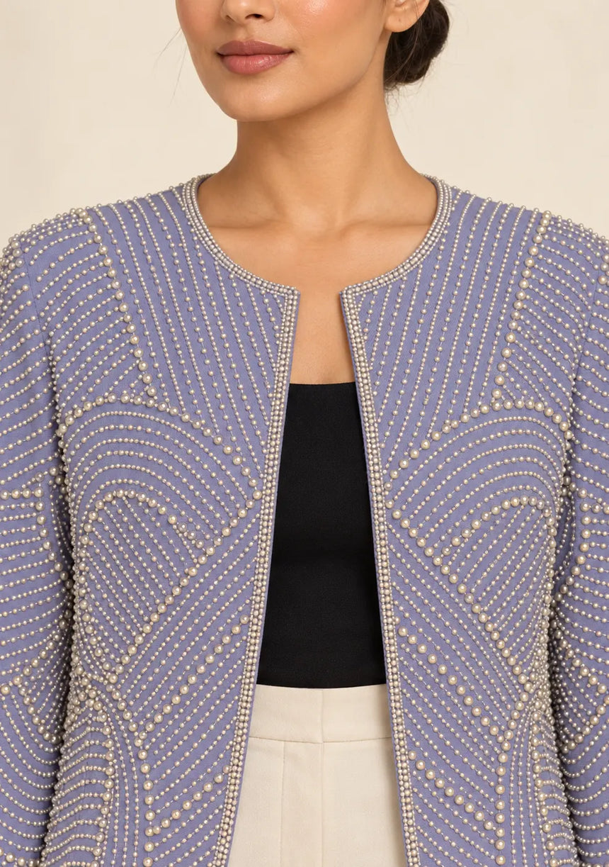 ibabn Women’s Hand Beaded Fringe Jacket - Amaya