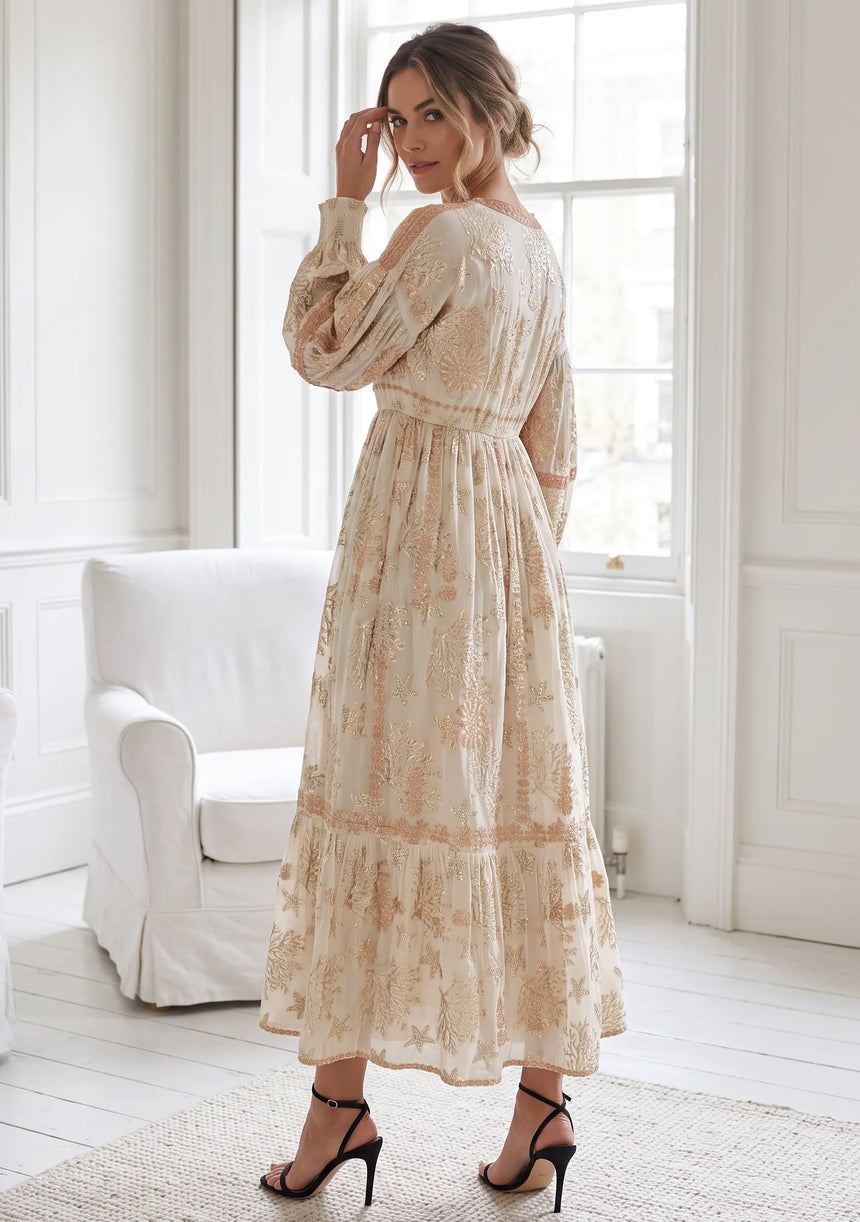 bBan Hand Embroidered Long Maxi Dress - Efnan Long dress