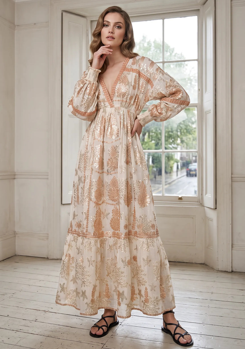 bBan Hand Embroidered Long Maxi Dress - Efnan Long dress