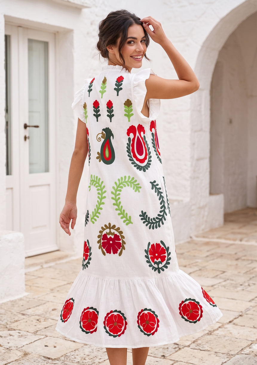 Vestido largo de algodón para mujer - Zaara