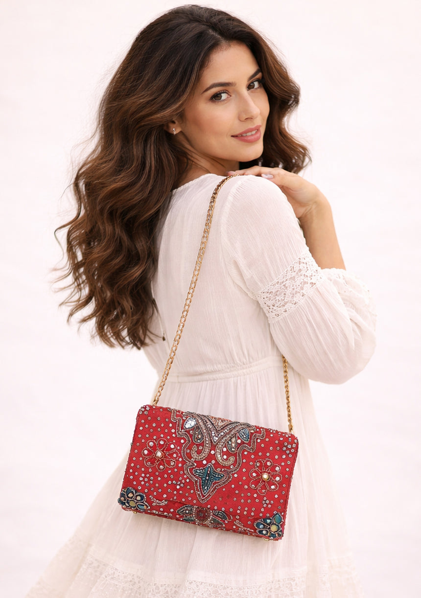 Bolso de lona bordado para mujer - Lehnga