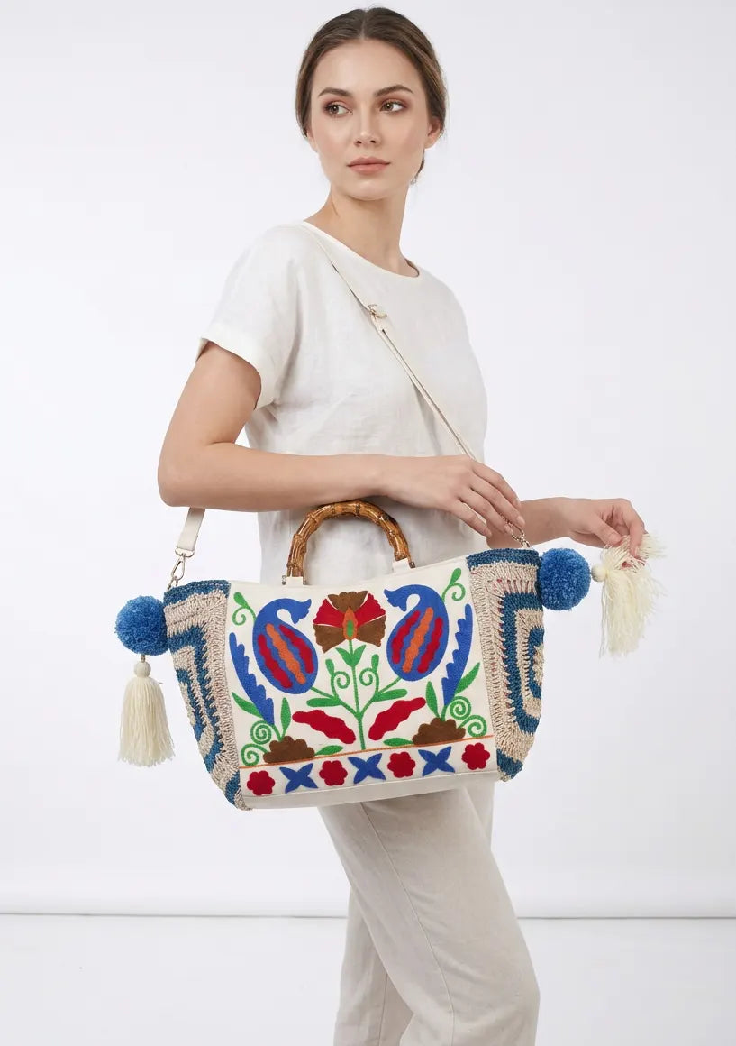 ibBan Women's Hand Embroidered Tote Bag - Miruna