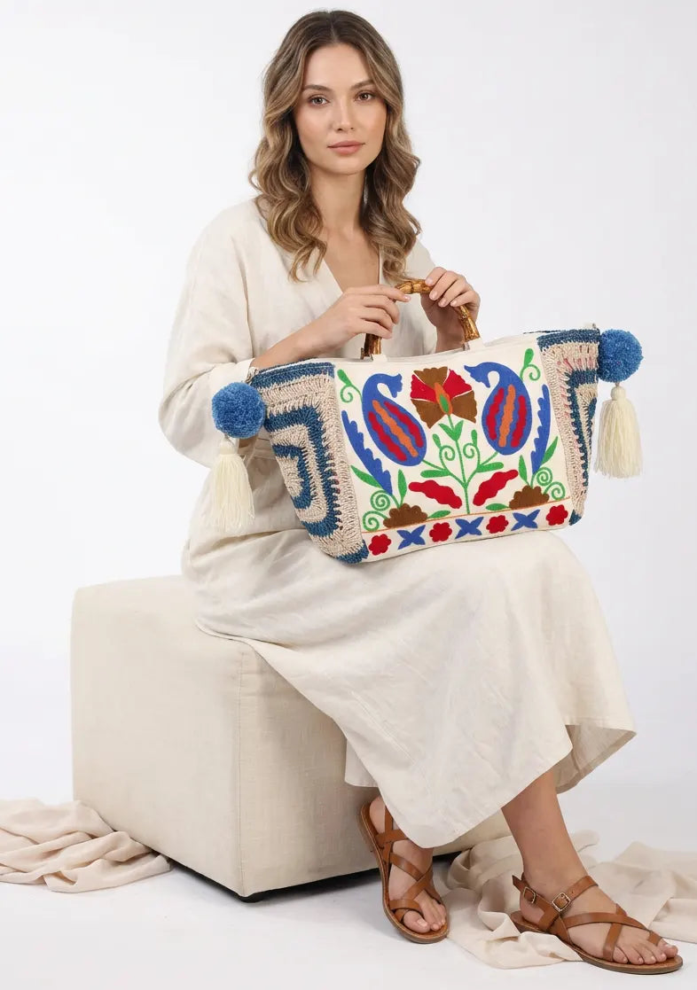 ibBan Women's Hand Embroidered Tote Bag - Miruna