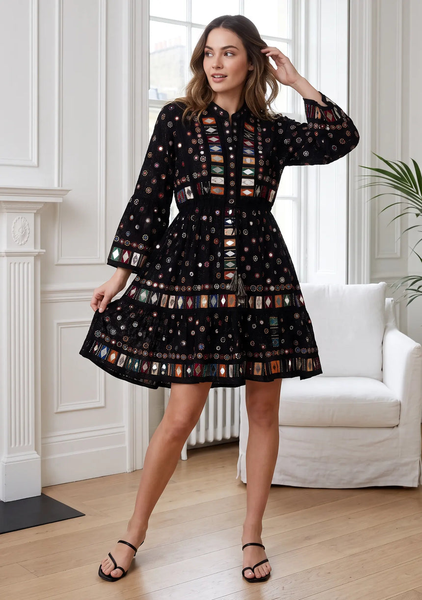 ibBan Women's Hand Embroidered Short Tunic - Corina Short Tunic