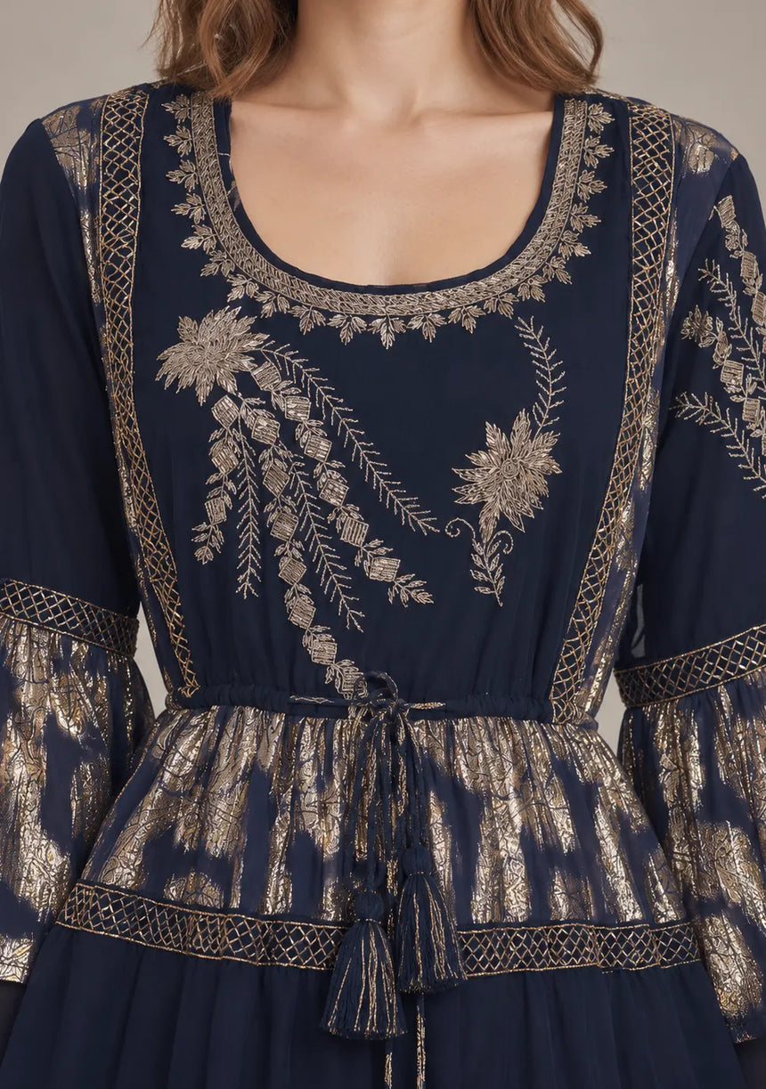 ibBan Women’s Cotton Lurex Embroidered Short Tunic - Soha