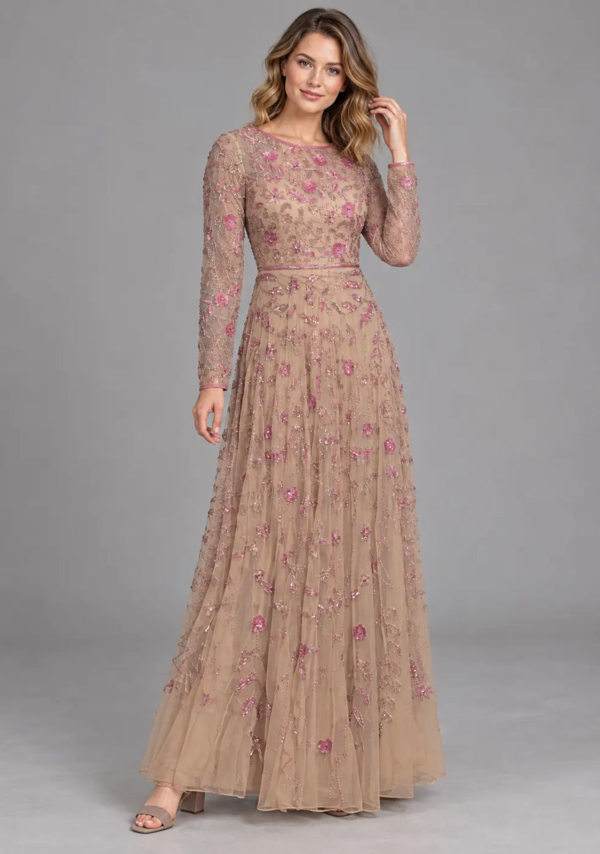 Women’s Party Long Dress with Hand Embroidery - Firdaso