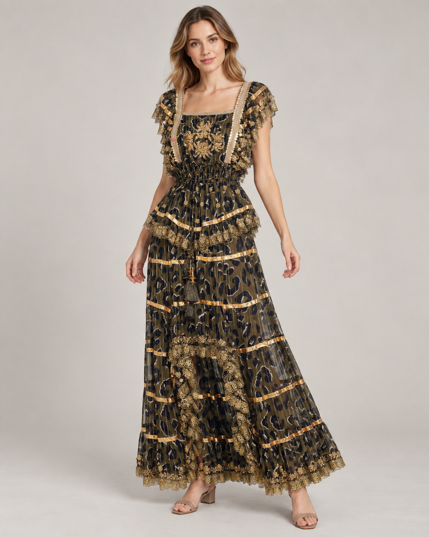 ibBan Cotton Georgette Long Dress - Anaab