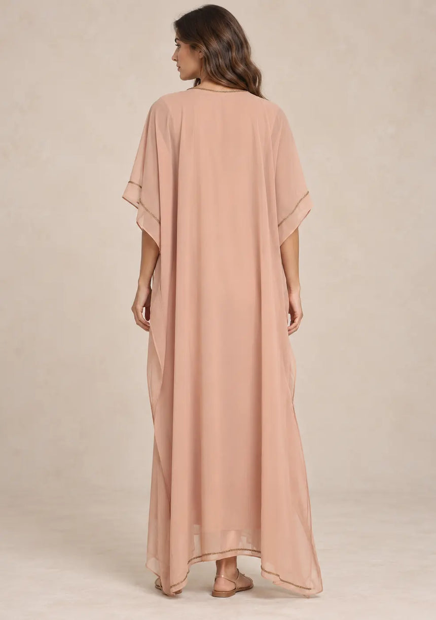 ibBan Women’s Hand Embroidered Georgette Kaftan Dress -Tanzeen