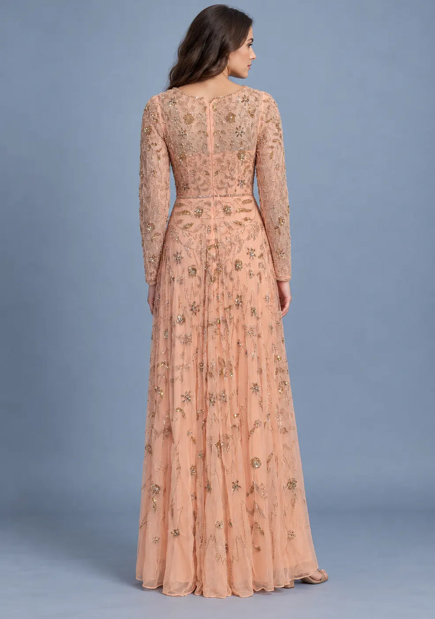 ibBan Women’s Party Long Dress with Hand Embroidery -Qamira