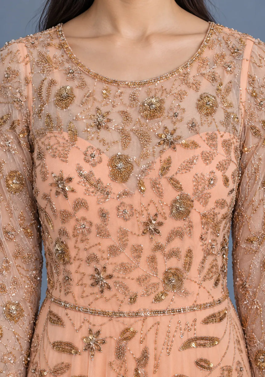 ibBan Women’s Party Long Dress with Hand Embroidery -Qamira