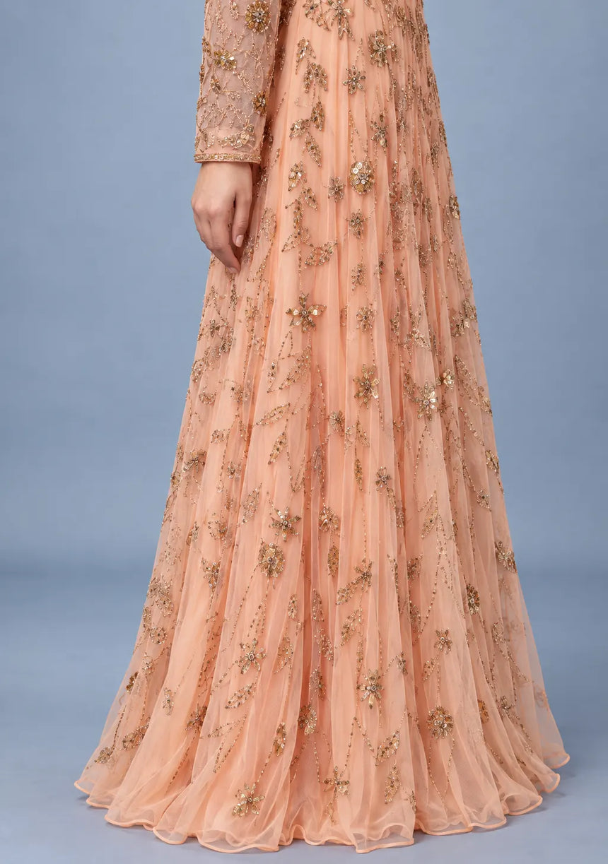 ibBan Women’s Party Long Dress with Hand Embroidery -Qamira