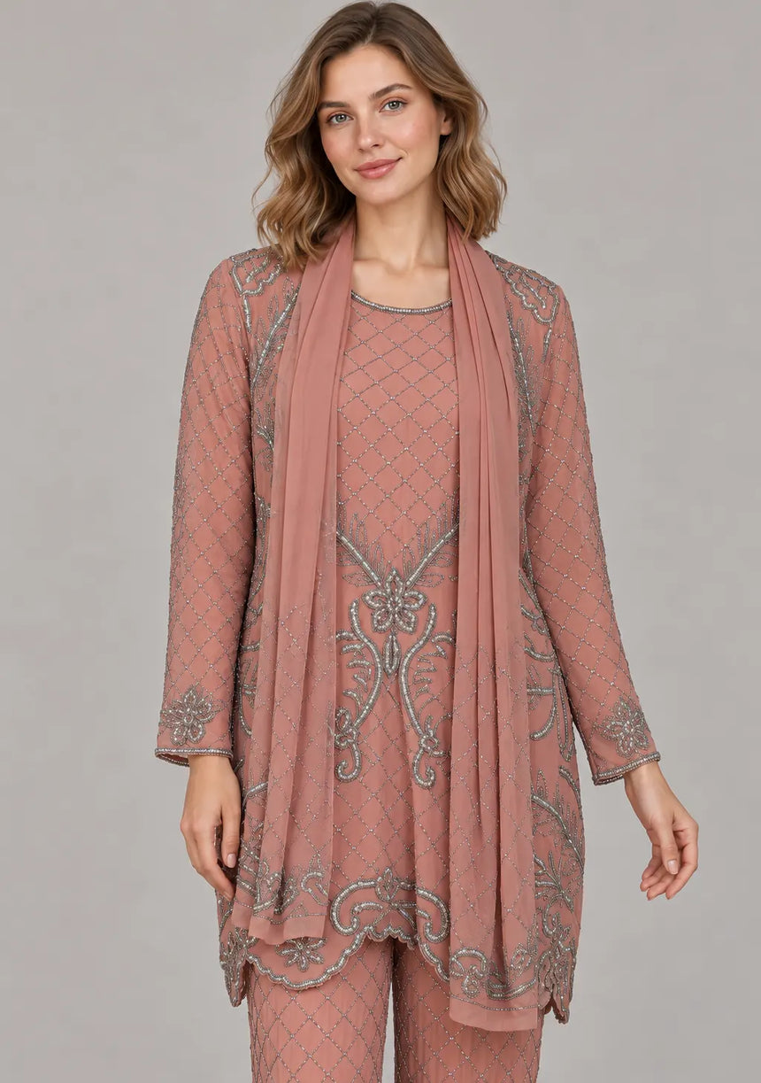 ibBan Women’s Georgette Embroidered Suit Set - Kaira