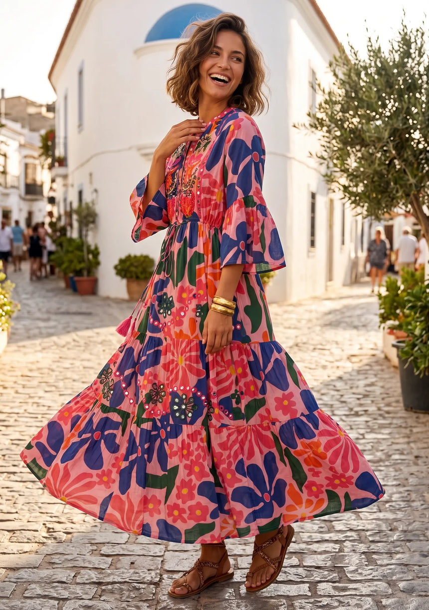 ibBan Multicolour Printed Cotton Long Tunic - Zohal