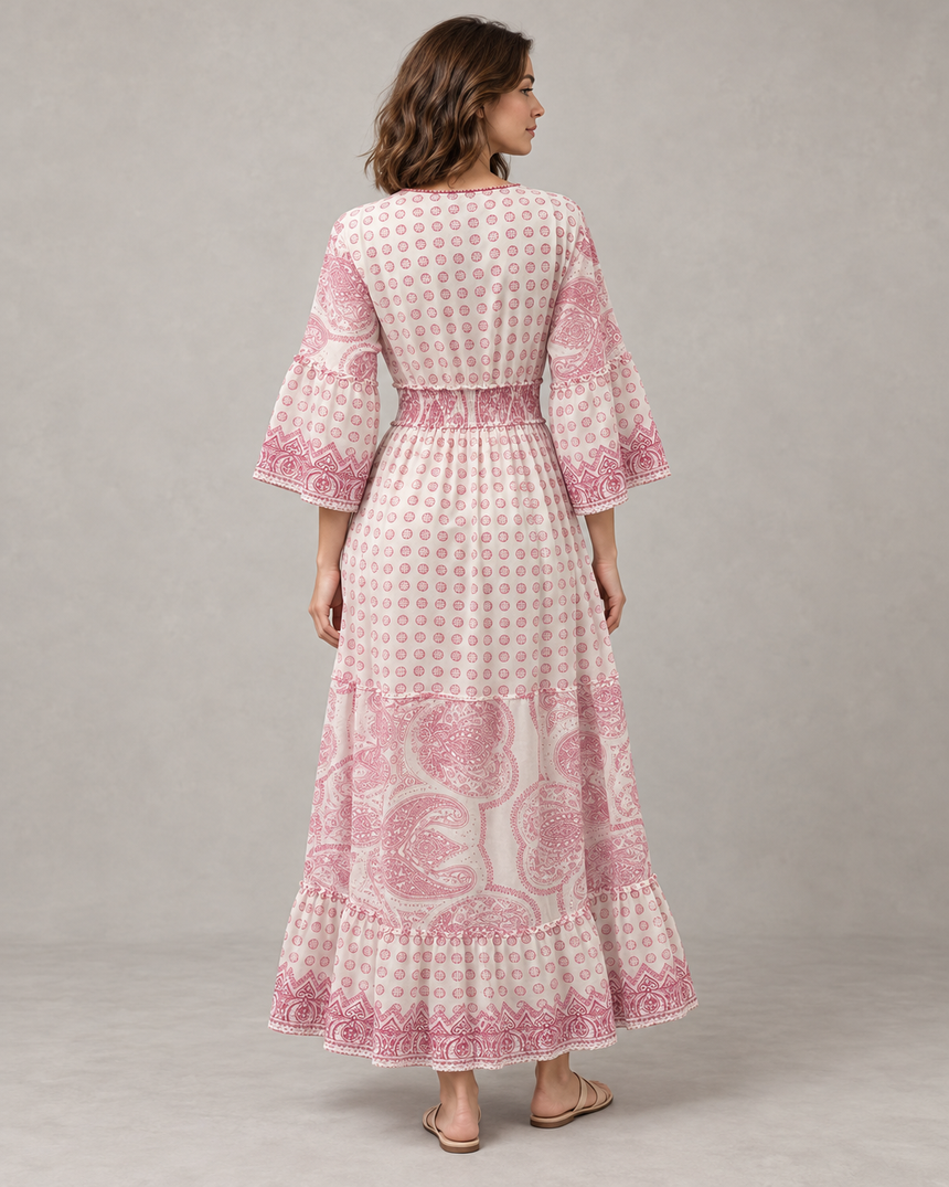 Mayra Long Dress - Hand-Embroidered Cotton