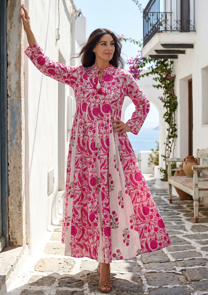 ibBan Printed Cotton Maxi Dress | Premium Women's Boho Resort Dress - Afra Long Dress