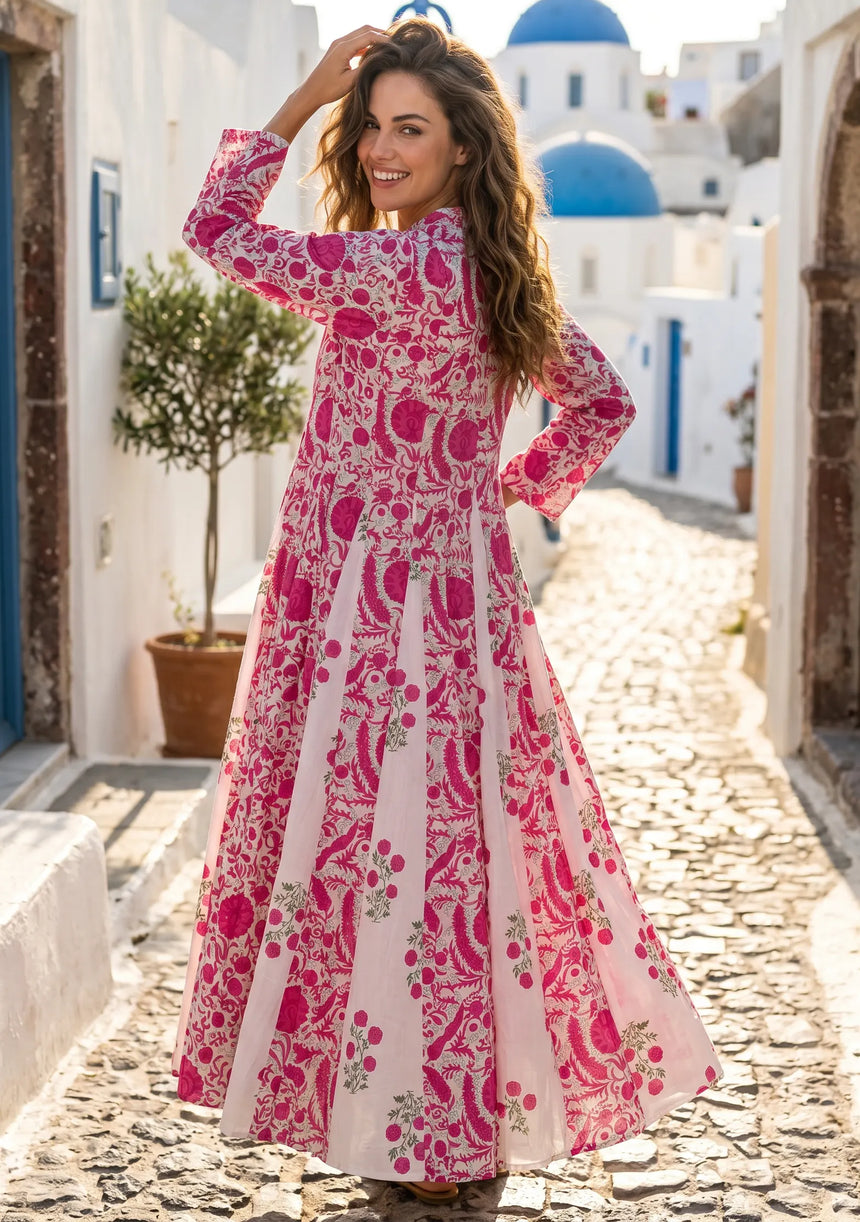 ibBan Printed Cotton Maxi Dress | Premium Women's Boho Resort Dress - Afra Long Dress