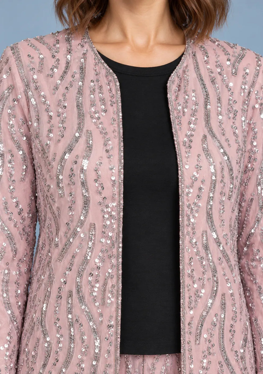 ibBan Women’s Georgette & Net Jacket with Hand Embroidered - Tasmia