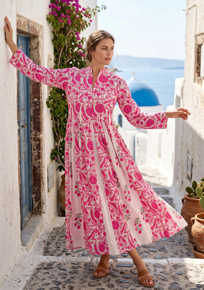 ibBan Printed Cotton Maxi Dress | Premium Women's Boho Resort Dress - Afra Long Dress