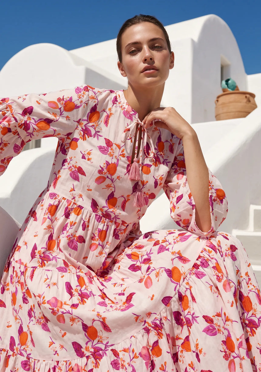 ibBan Printed Cotton Maxi Dress | Women's Floral Summer Long Dress - Hayal Long Dress